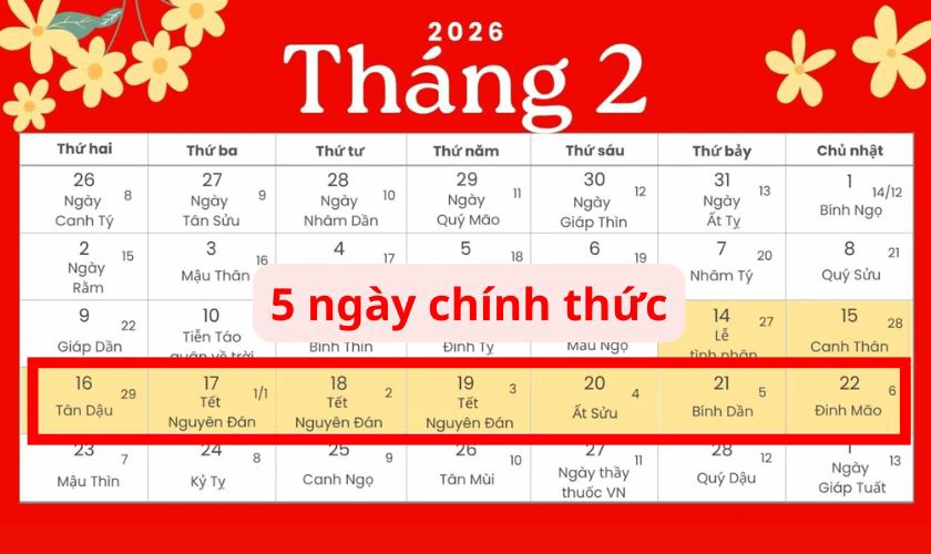 Lịch nghỉ tết Âm lịch nghỉ mấy ngày