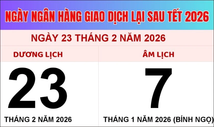 Ngày mấy ngân hàng giao dịch lại sau Tết 2026?