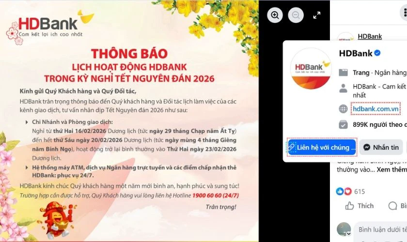Lịch nghỉ Tết ngân hàng HDBank