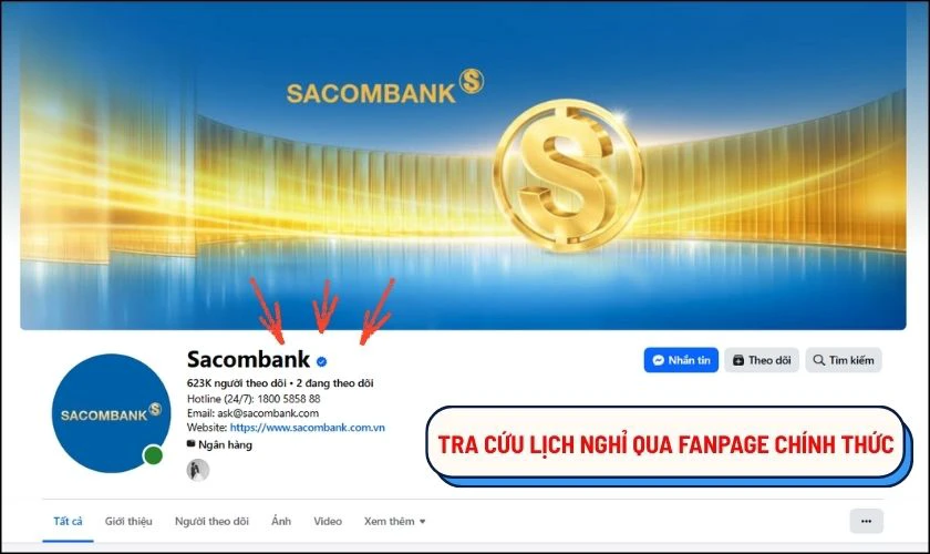 Cách Tra Cứu Lịch Nghỉ Tết Ngân Hàng Sacombank Qua Fanpage