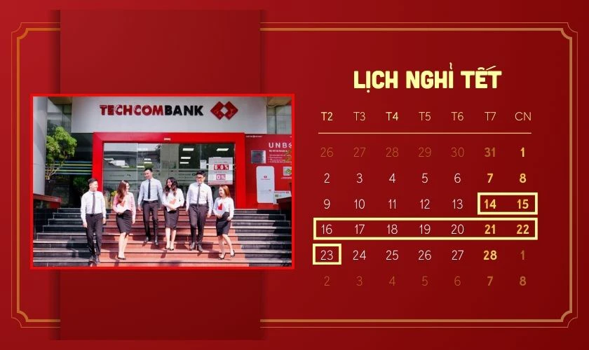 Ngân hàng Techcombank làm việc đến ngày mấy Tết?