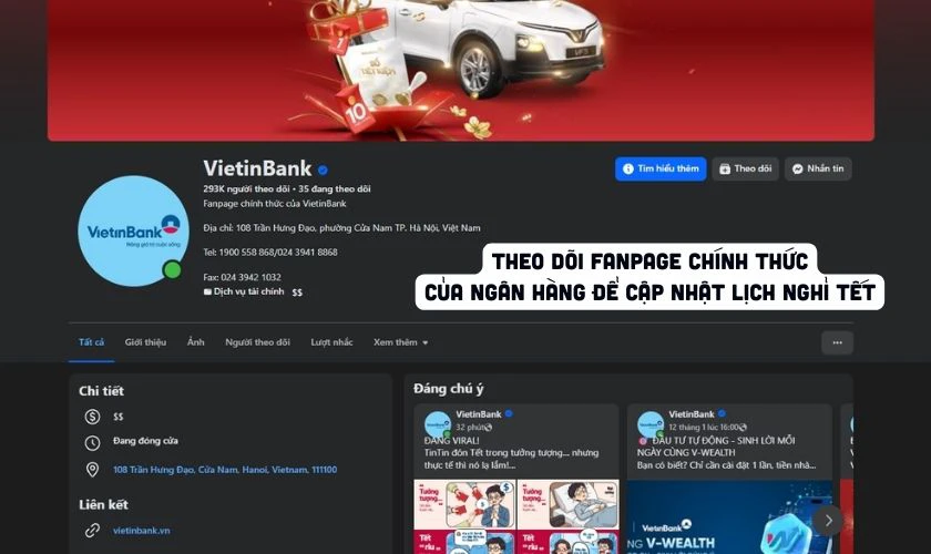 Cách Tra Cứu Lịch Nghỉ Tết Ngân Hàng Vietinbank 2026 Đơn Giản
