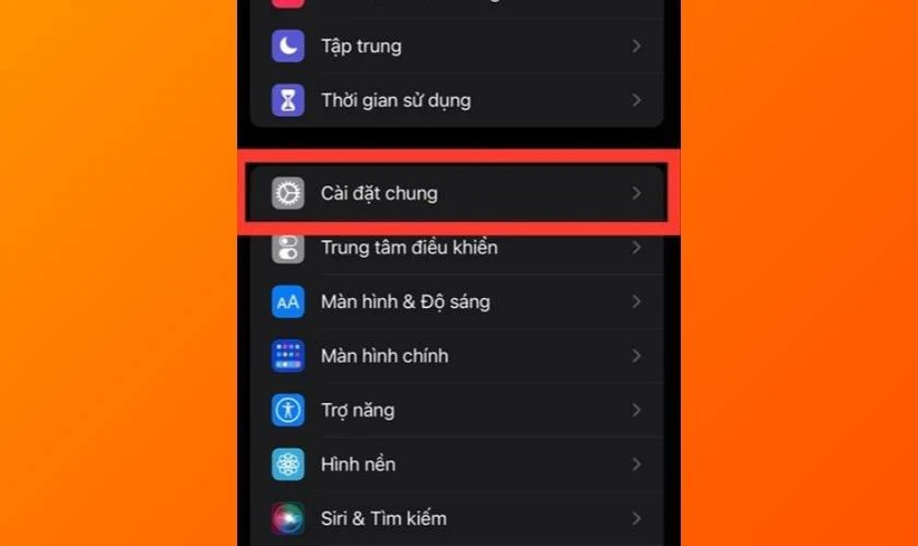 Vào phần Cài đặt trên iPhone, chọn vào Cài đặt chung