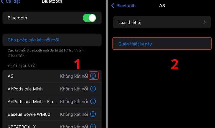 Ngắt kết nối Bluetooth với các thiết bị khác