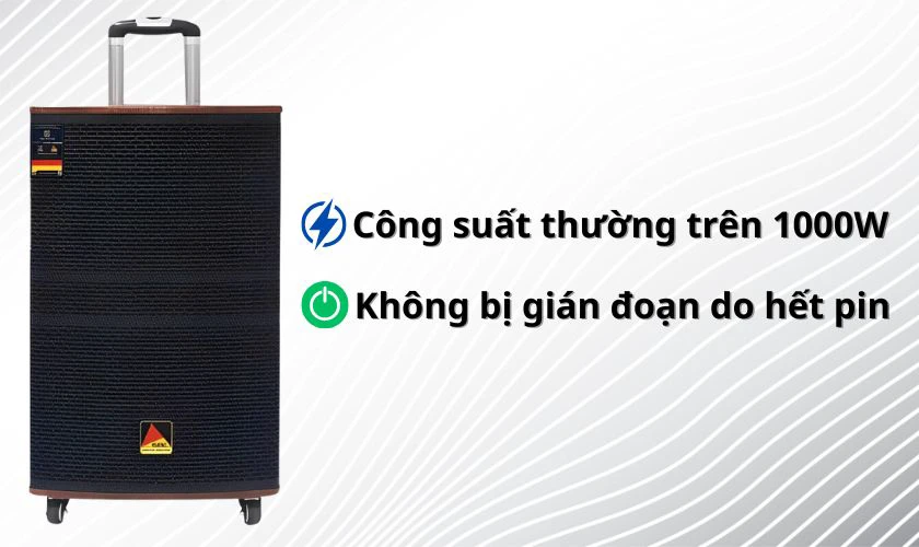 Loa kéo cắm điện trực tiếp sở hữu công suất mạnh mẽ và độ bền cao