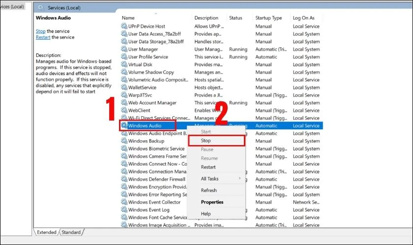 Khởi động lại Audio Services để sửa lỗi loa laptop mất âm thanh