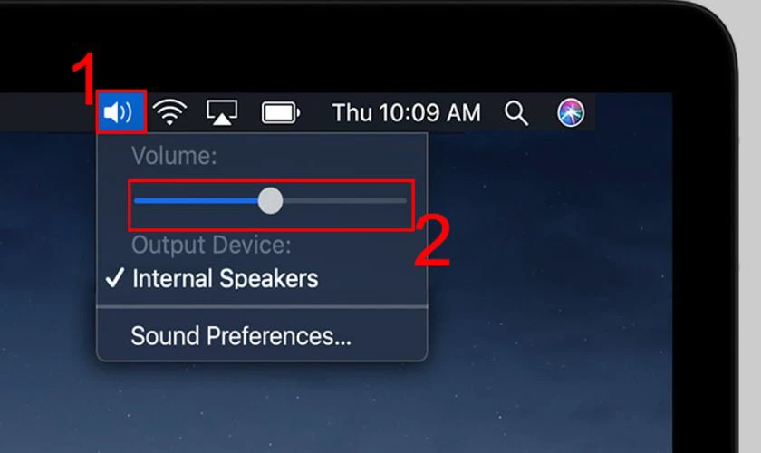 Bấm vào biểu tượng hình chiếc loa trên Macbook