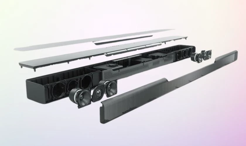 Loa soundbar thường gồm hai thành phần chính: loa thanh và loa siêu trầm