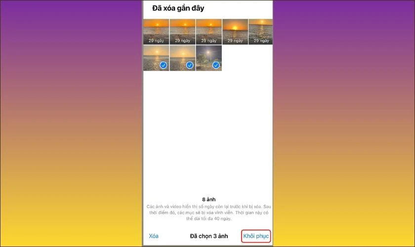 Cách khôi phục lại ảnh đã xóa khi lọc trùng trên iOS 18.7
