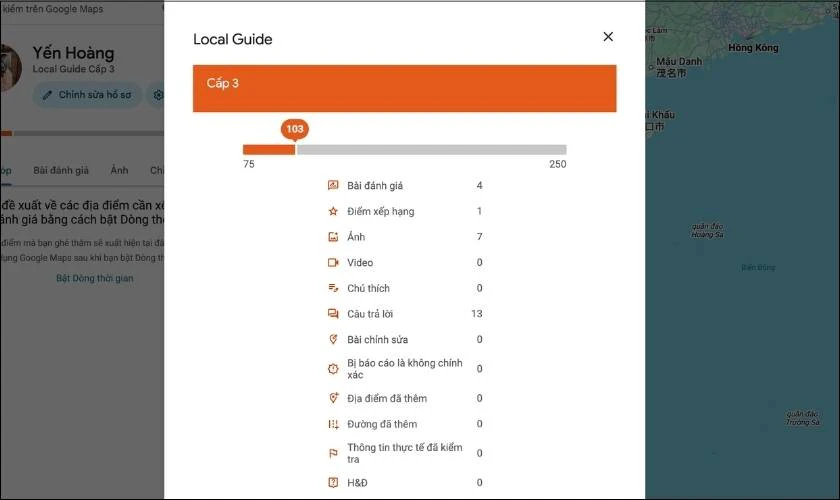 Theo dõi điểm và cấp độ Local Guide