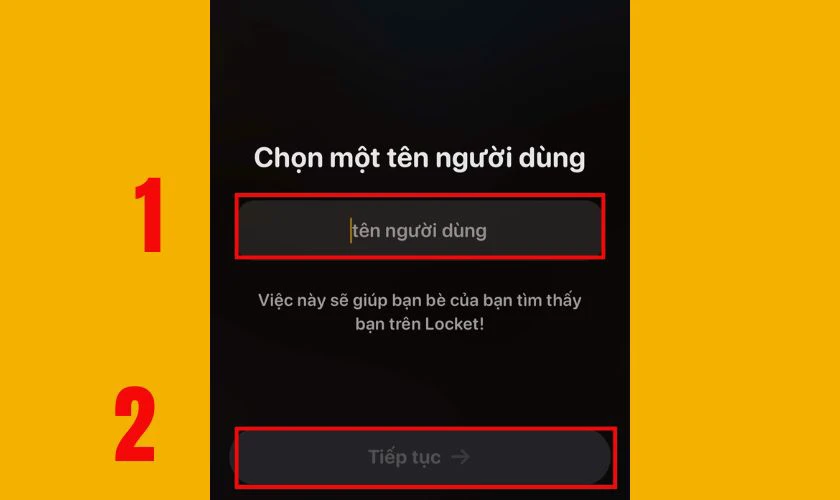Nhập tên người dùng để bạn bè dễ tìm thấy bạn trên Locket
