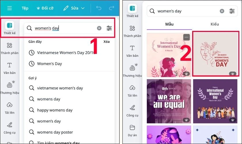 Chọn Thiết kế sẵn có