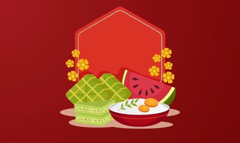 Logo Tết 2026 chủ đề mâm ngũ quả ấn tượng