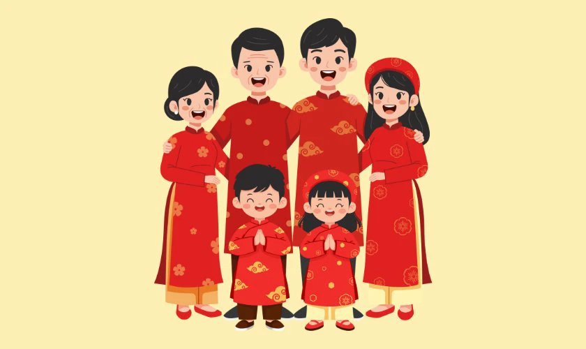 Ảnh gia đình đi chúc Tết