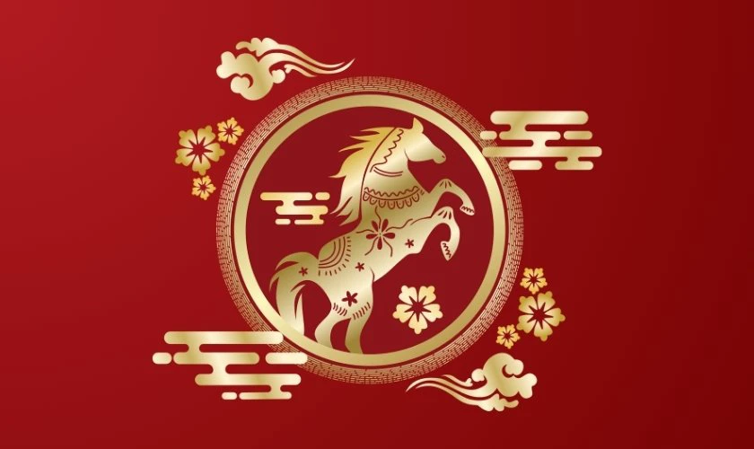 Logo Tết 2026 Bính Ngọ màu vàng ấm áp