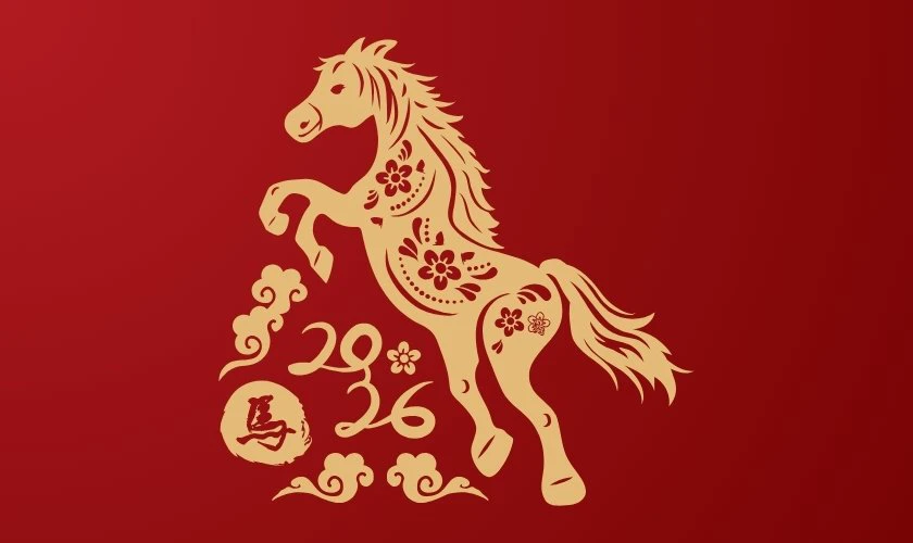 Logo Tết 2026 Bính Ngọ màu vàng ấm áp mới nhất