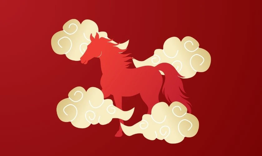 Logo Tết 2026 hình con ngựa màu đỏ