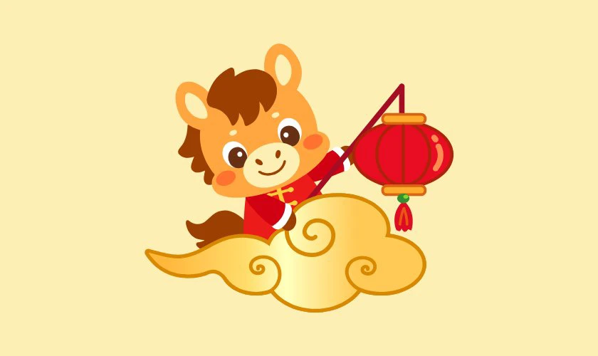 Logo Tết 2026 biểu tượng con Ngựa dễ thương