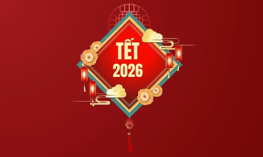 Logo Tết 2026 hoạ tiết lồng đèn đẹp