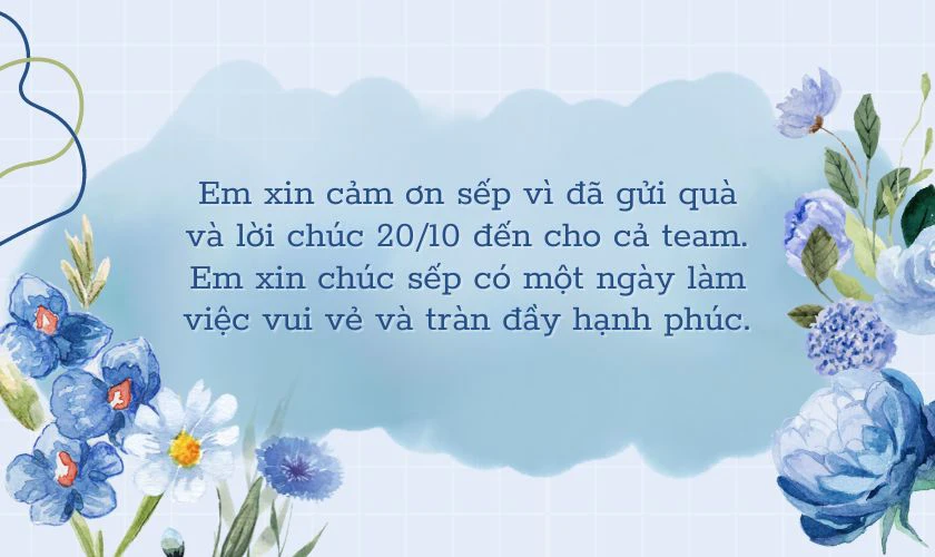 Lời cảm ơn sếp khi nhận được quà 20/10