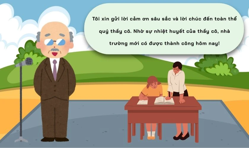 Lời cảm ơn thầy cô của hiệu trưởng nhà trường