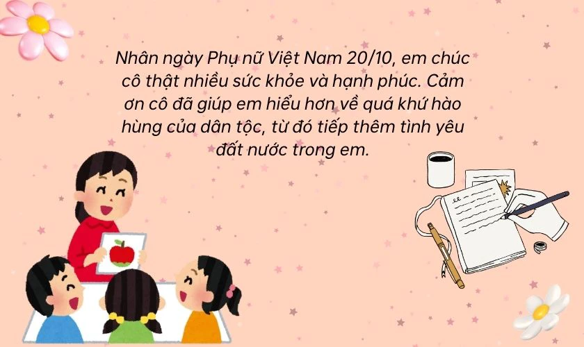 Lời chúc 20/10 cho cô giáo dạy Sử