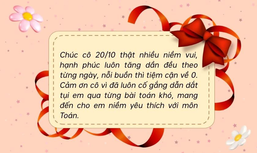 Lời chúc 20/10 cho cô giáo dạy Toán
