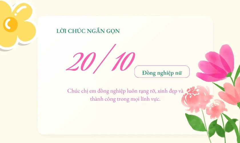 Lời chúc 20/10 cho đồng nghiệp nữ ngắn gọn