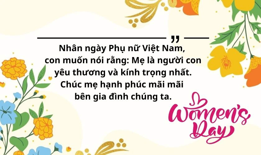 Lời chúc 20/10 cho mẹ dài, ý nghĩa