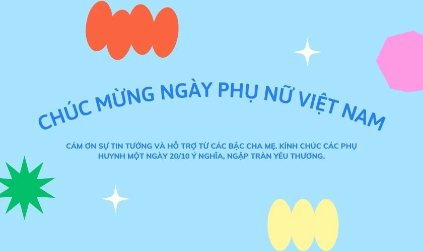 Ảnh lời chúc 20/10 cho phụ huynh đẹp