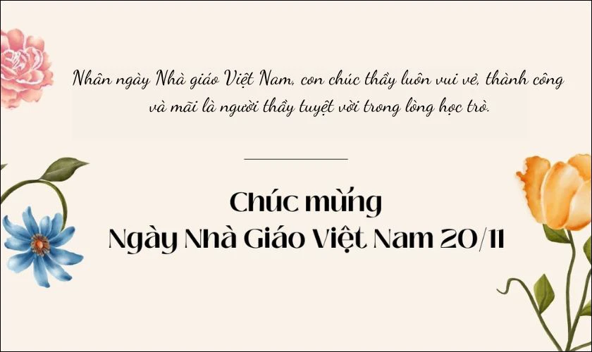 Lời chúc dành cho thầy cô ngày 20/11 của học sinh cấp 1