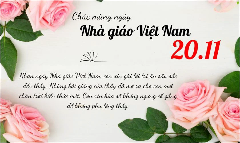 Lời chúc 20/11 mẫu dành cho học sinh cấp 2 tham khảo