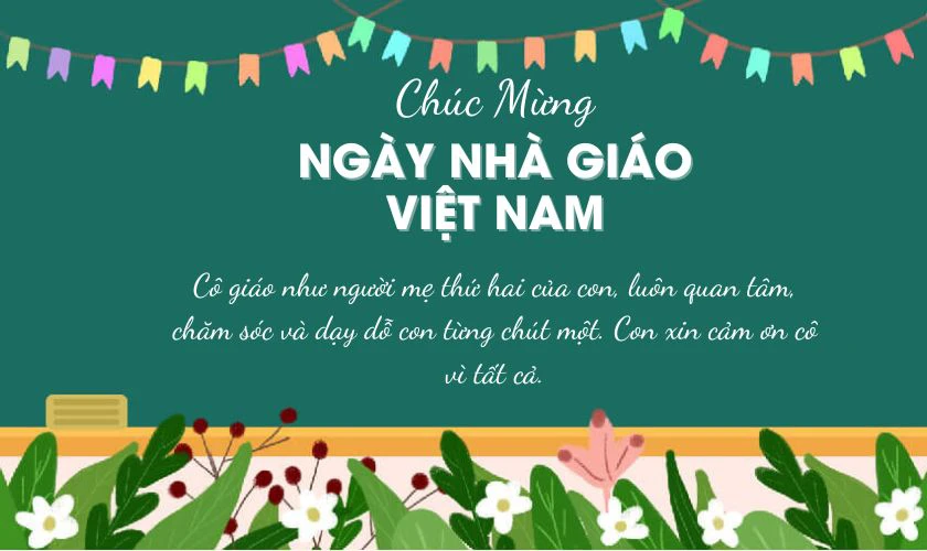 Gợi ý những lời chúc 20/11 cho cô giáo cấp 2 đơn giản mà sâu sắc