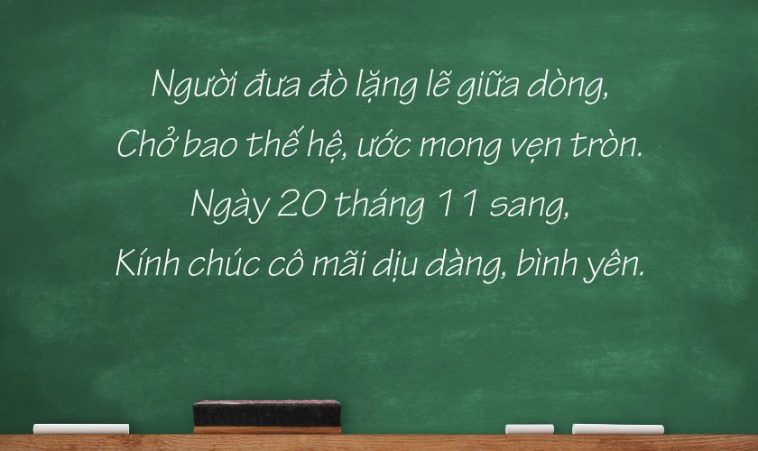 Lời chúc mừng ngày Nhà giáo bằng thơ tặng cho cô