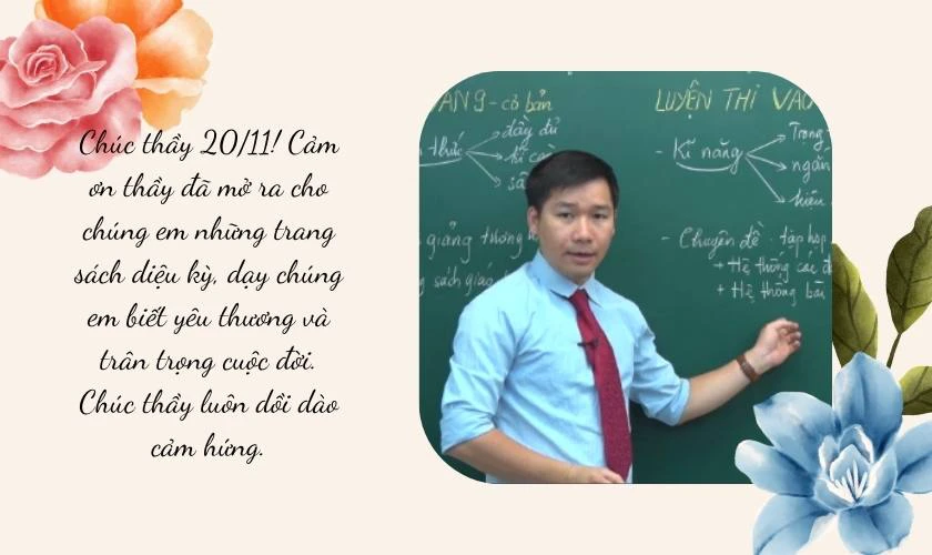 Lời chúc 20 11 cho thầy dạy văn
