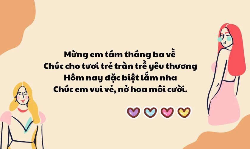 Hình ảnh lời chúc 8/3 cho em gái 2025 đẹp