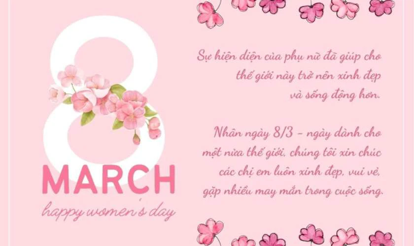 Hình ảnh lời chúc 8/3 cho khách hàng nữ thú vị