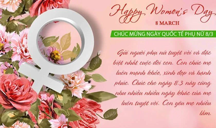 Hình ảnh lời nói Quốc tế phụ nữ tặng mẹ hay, đẹp nhất