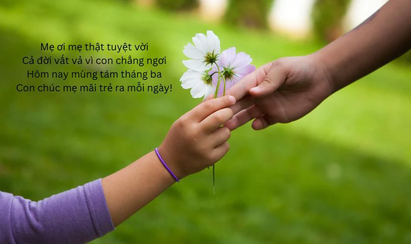 Bài thơ Lời chúc 8/3 của bé dễ đọc