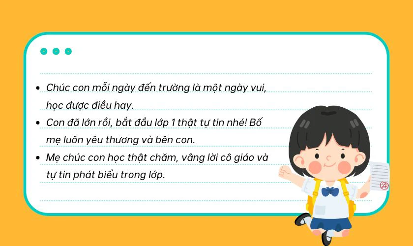 Lời chúc khai giảng năm học mới cho con vào lớp 1