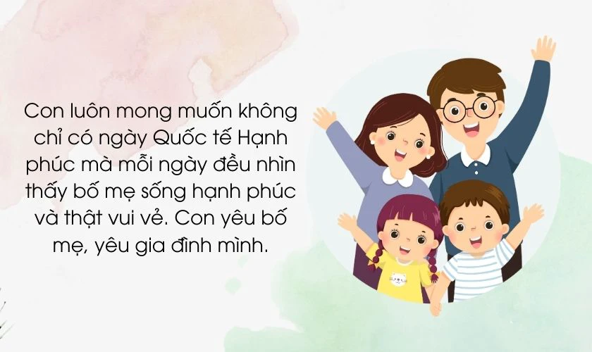 Lời chúc ngày Quốc tế Hạnh phúc cho bố, mẹ