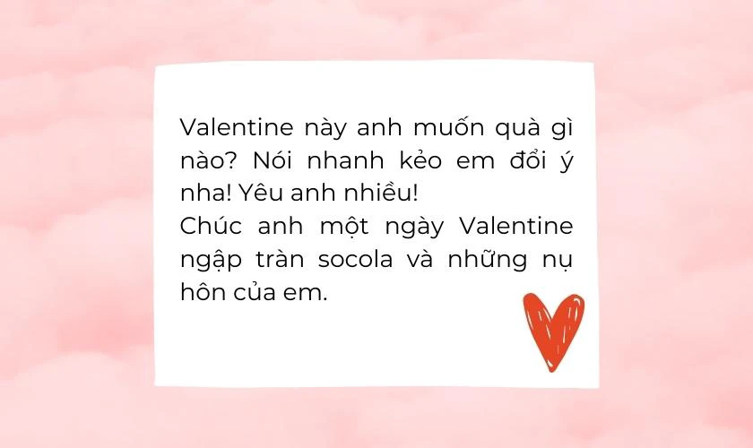 Lời chúc Valentine cho chồng hài hước