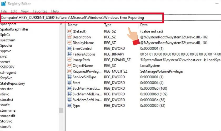 Thay đổi cài đặt trong Registry để sửa lỗi Has stopped working