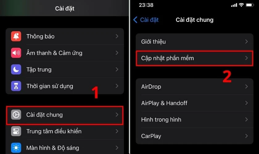 Cập nhật điện thoại lên bản mới nhất khi gặp lỗi Panic Full iPhone