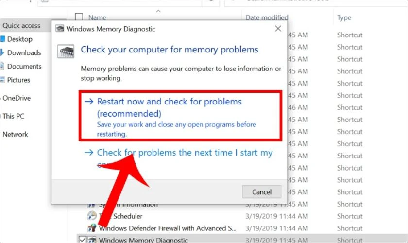 Kiểm tra lỗi RAM bằng Windows Memory Diagnostic
