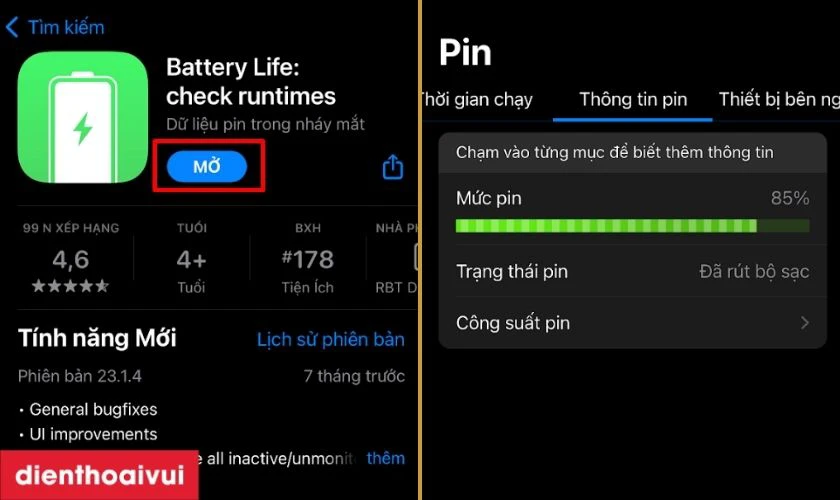 Mở Battery Life trên iPhone 8 Plus và xem tình trạng pin