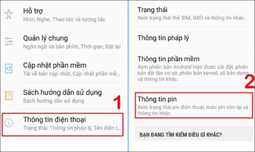 Vào mục Thông tin điện thoại