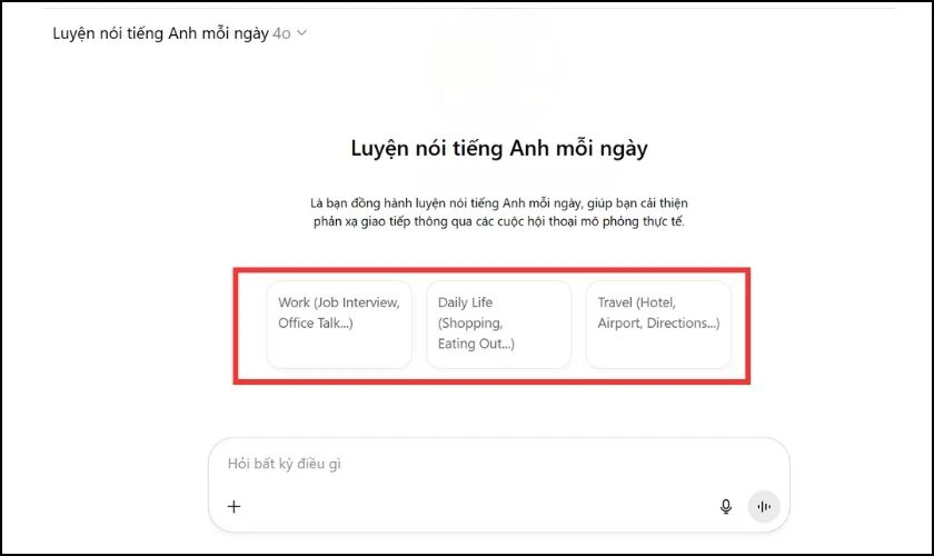 Luyện nói tiếng Anh với ChatGPT