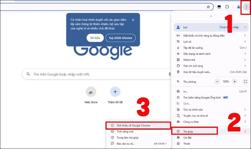 Cập nhật Google Chrome lên phiên bản mới nhất