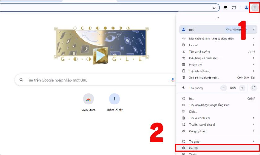 Xóa toàn bộ dữ liệu trình duyệt Chrome